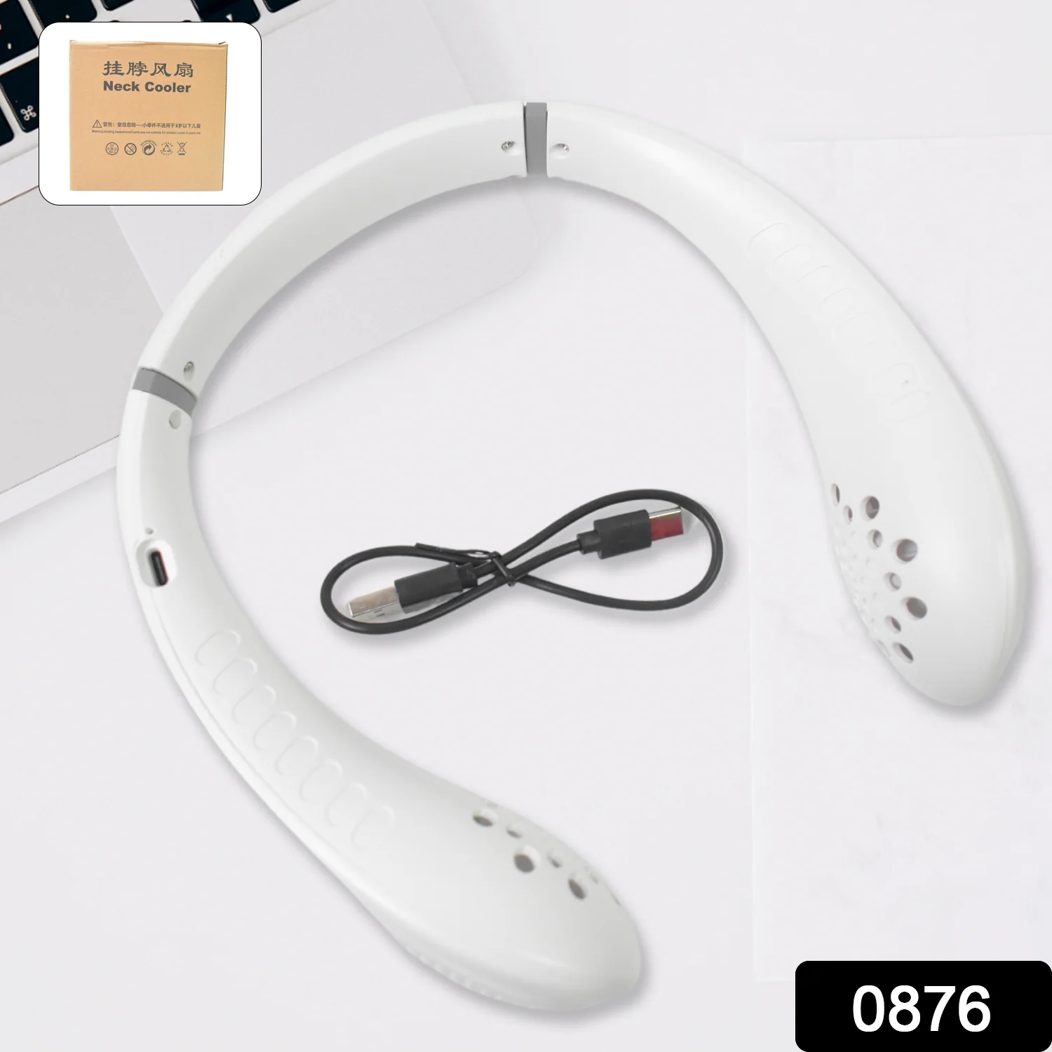 Portable USB Rechargeable Neck Fan – Wearable, 3 Speeds, Headphone Design - Image 2