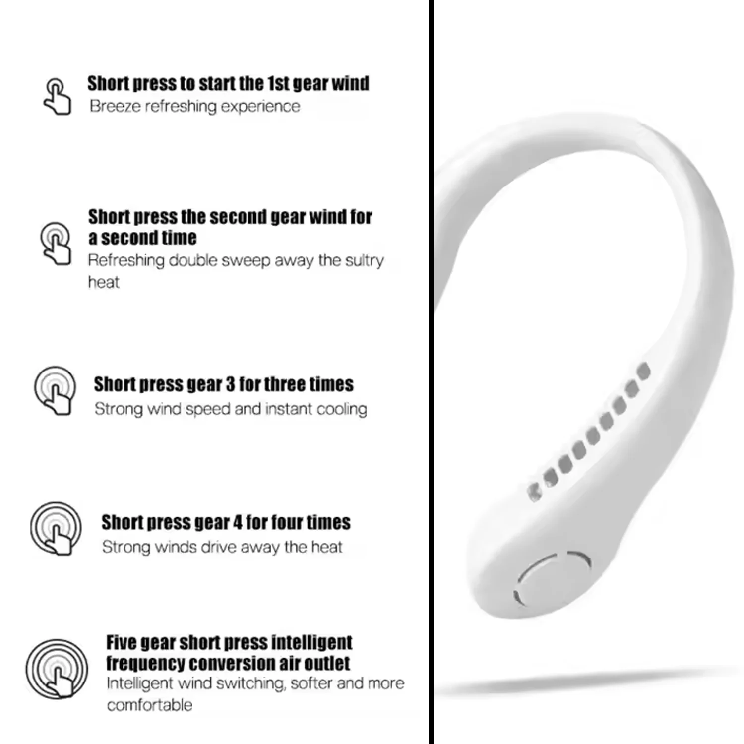 Portable USB Rechargeable Neck Fan – Wearable, 3 Speeds, Headphone Design - Image 5