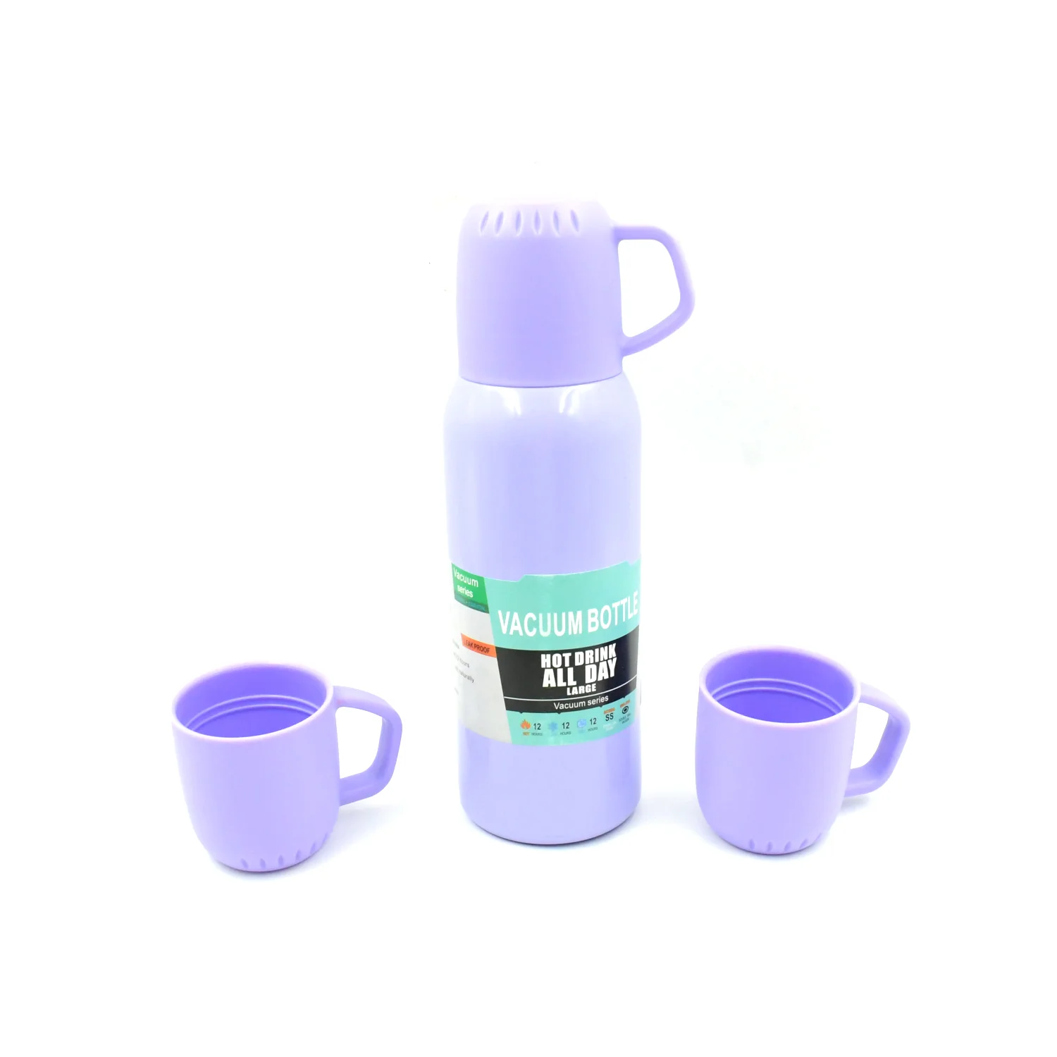Vacuum Flask Set – Stainless Steel Thermos with 3 Cups, Approx 500ml - Image 4