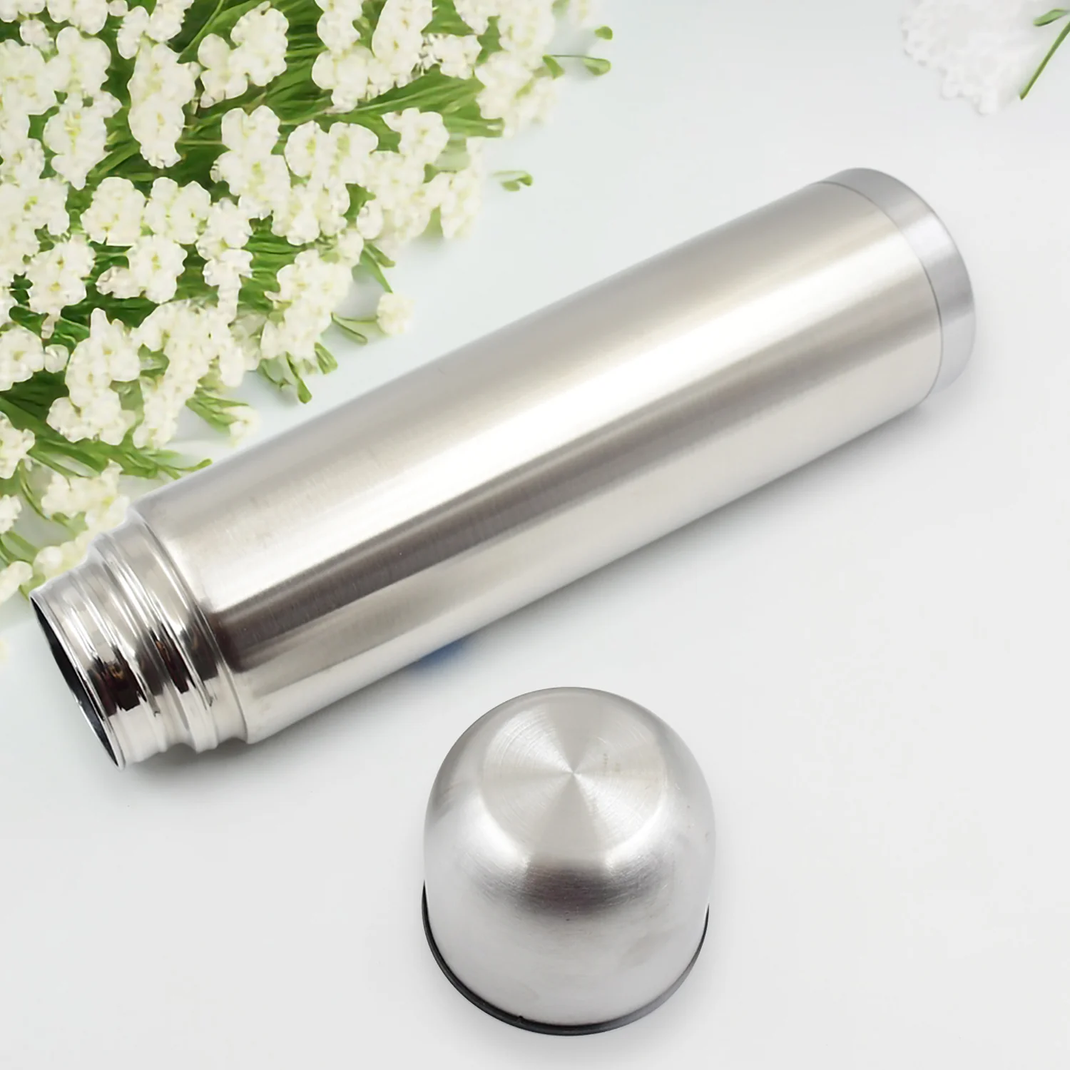 Vacuum Flask Without Cover, 18/8 Stainless Steel | Hot and Cold Water Bottle with Push-Down Lid | Double Walled Stainless Steel Bottle for Travel, Home, Office, School, Picnic (1000 ML / Without Cover) - Image 4