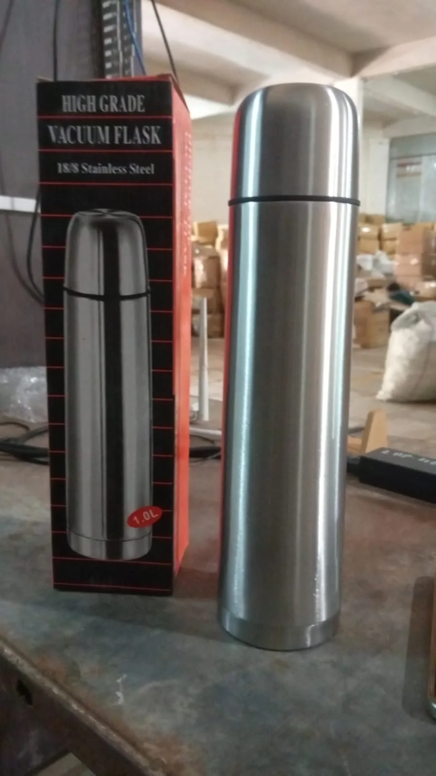 Vacuum Flask Without Cover, 18/8 Stainless Steel | Hot and Cold Water Bottle with Push-Down Lid | Double Walled Stainless Steel Bottle for Travel, Home, Office, School, Picnic (1000 ML / Without Cover) - Image 8