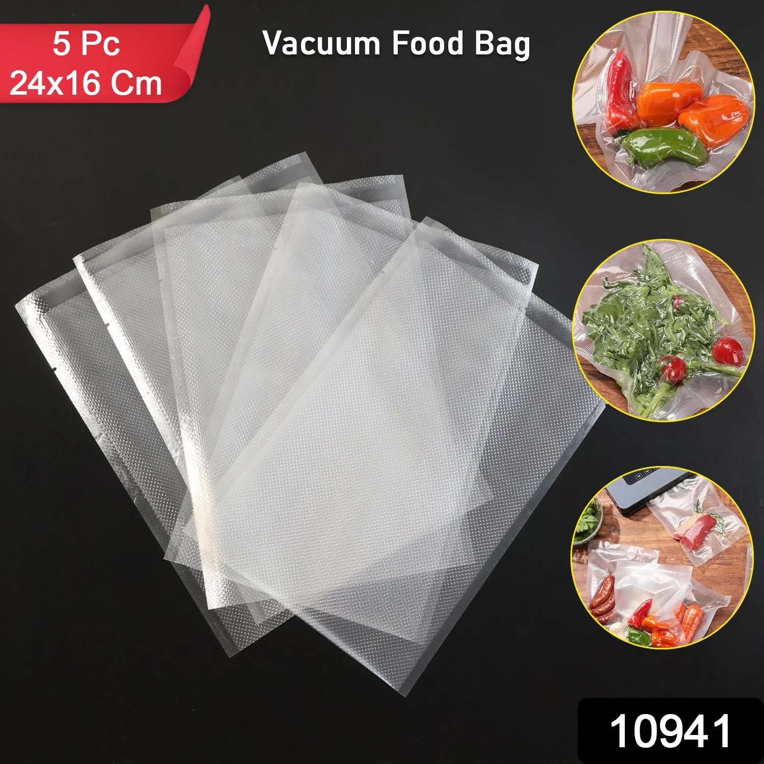 Vacuum Food Storage Bag Set (5 Pcs, 24x16 cm) - Image 2