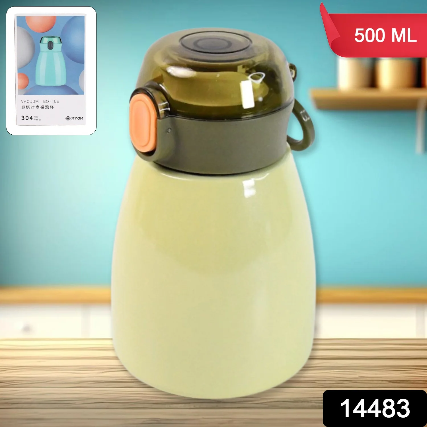 Vacuum Insulation Flask Bottle with Straw for Sports Adult Children (Approx 480ml) - Image 2