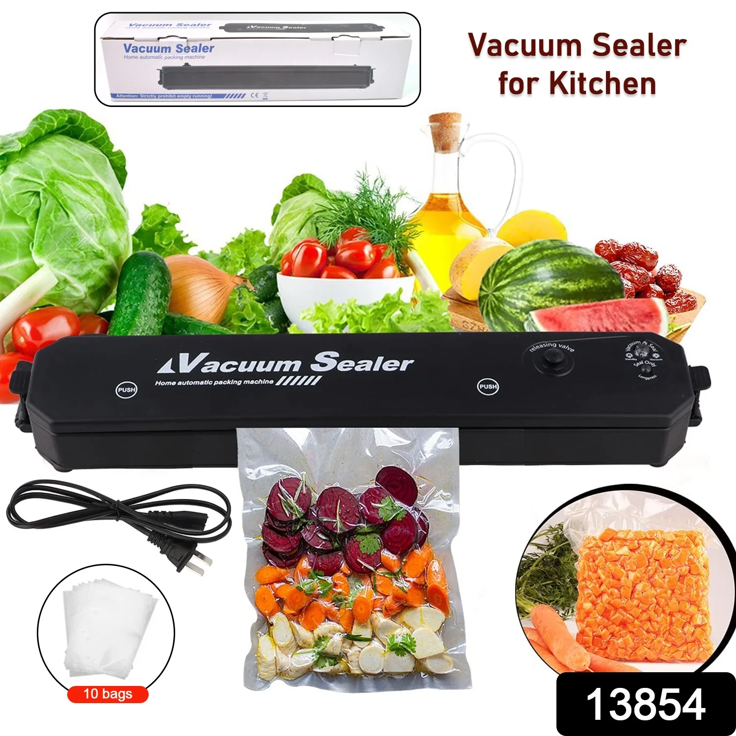 Vacuum Sealer Machine 10 Bags, Automatic Hands-Free, Smart Food Preservation (1 Set) - Image 2