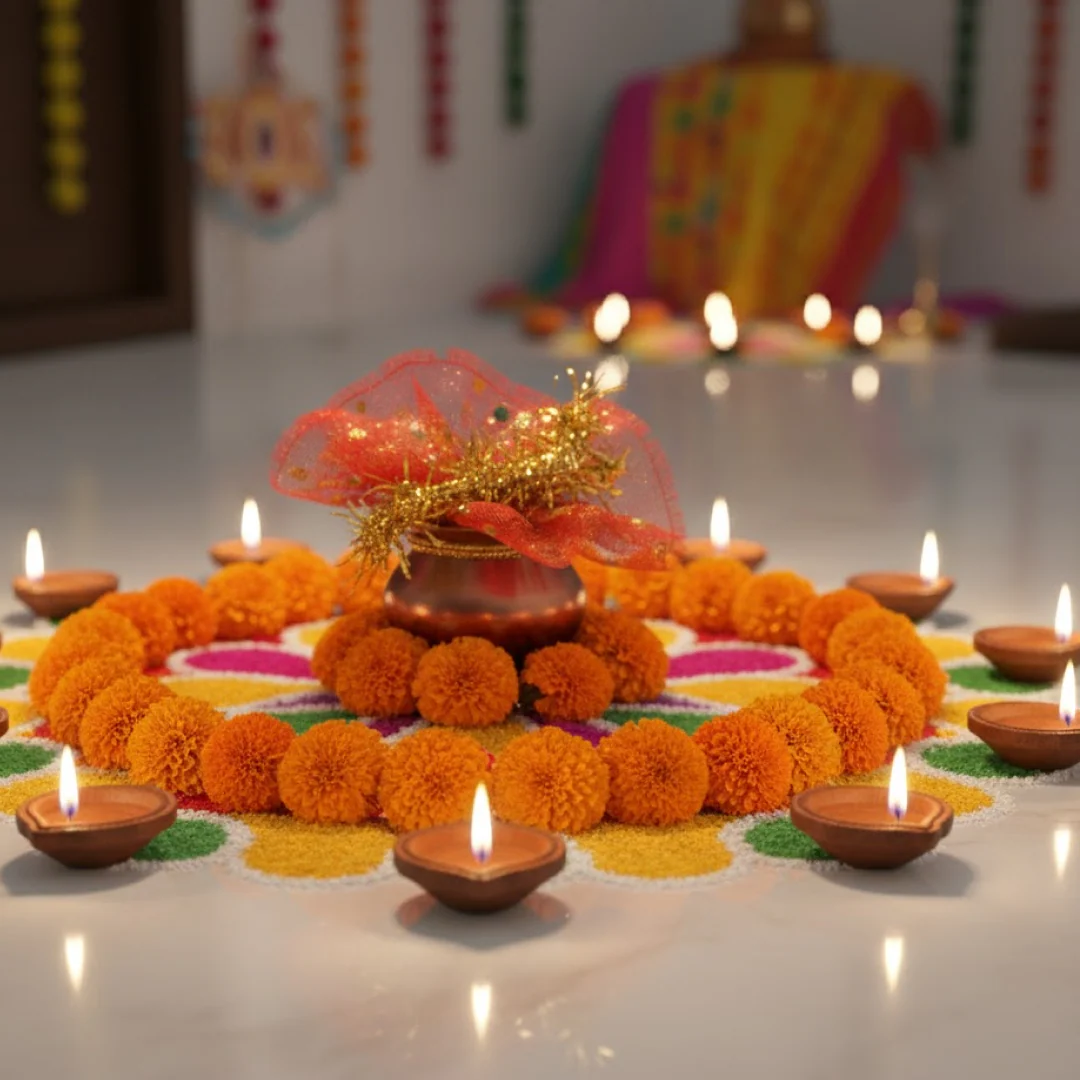 vastu Kalash Pooja Decorative Copper-Style Kalash - (1 set) - Image 9