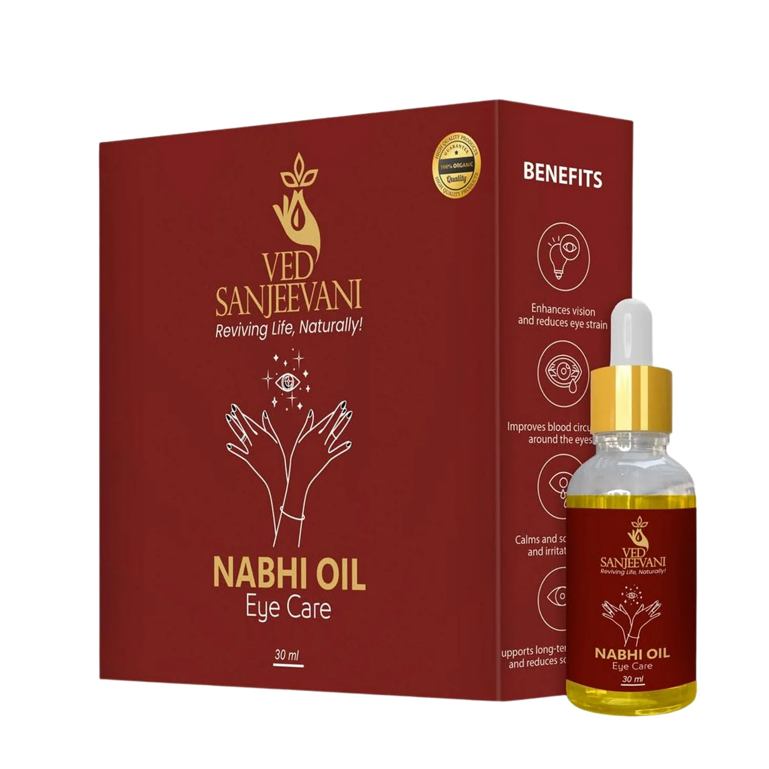 Ved Sanjeevani 100% Organic Ayurvedic Nabhi Oil for Eye Care (30ML / 1 Pc) - Image 5