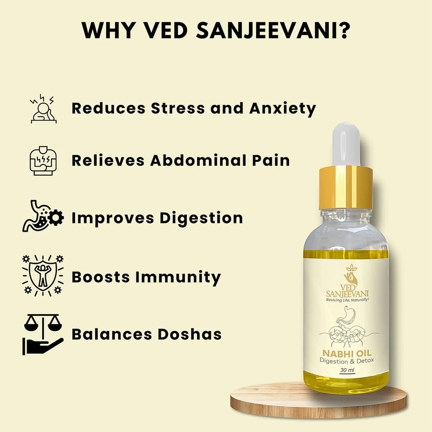Ved Sanjeevani 30ML Ayurvedic Nabhi Oil for Digestion & Detox (30ML / 1 Pc) - Image 3