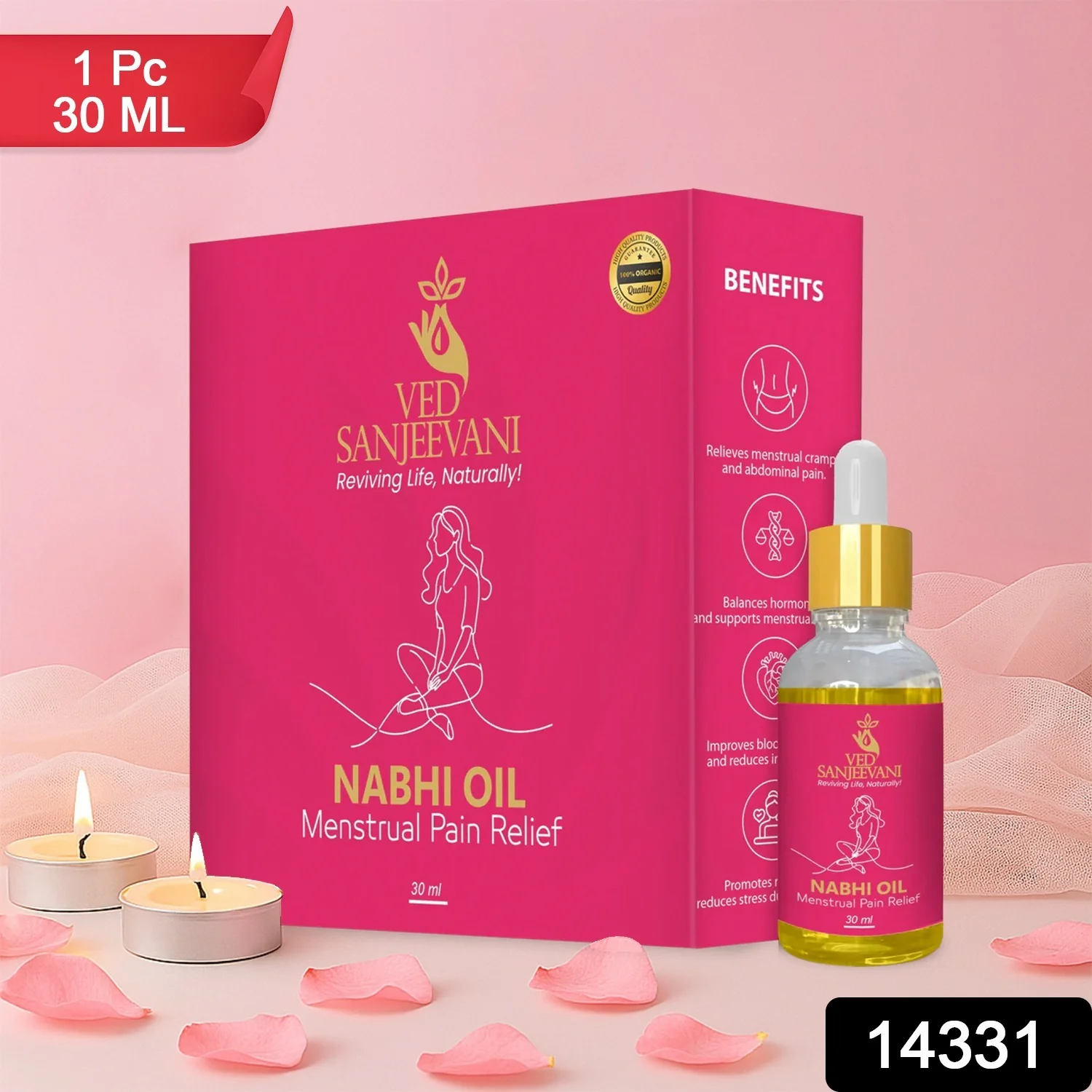 Ved Sanjeevani Nabhi Oil for Menstrual Pain Relief (30ML / 1 Pc) - Image 2