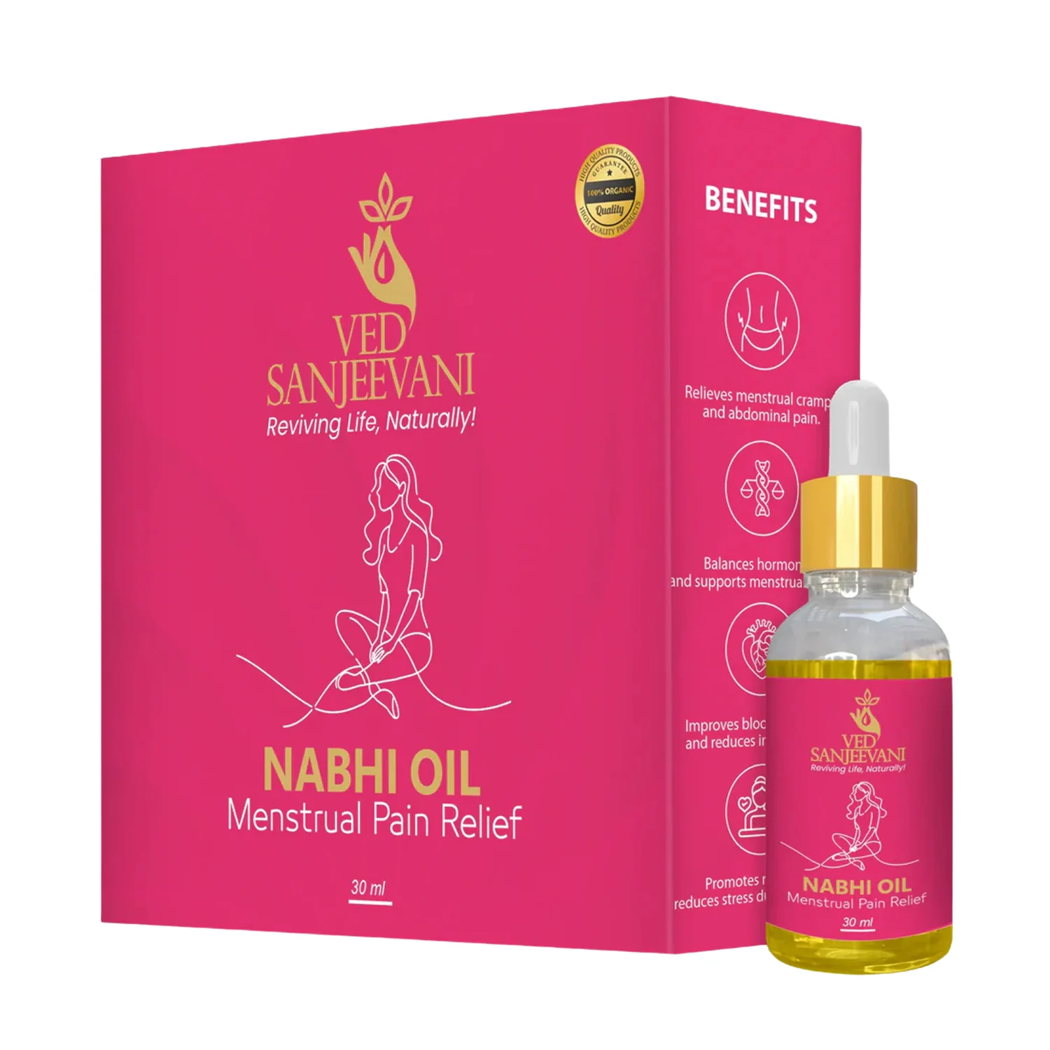 Ved Sanjeevani Nabhi Oil for Menstrual Pain Relief (30ML / 1 Pc) - Image 5