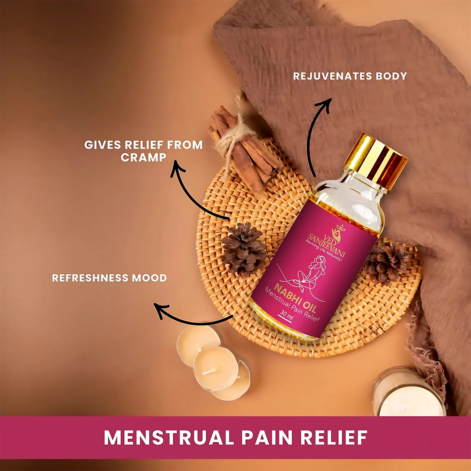 Ved Sanjeevani Nabhi Oil for Menstrual Pain Relief (30ML / 1 Pc) - Image 6
