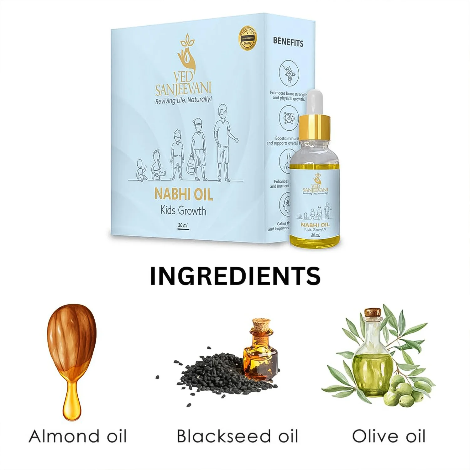 Ved Sanjeevani Nabhi Oil for Kids Growth (30ML / 1 Pc) - Image 3
