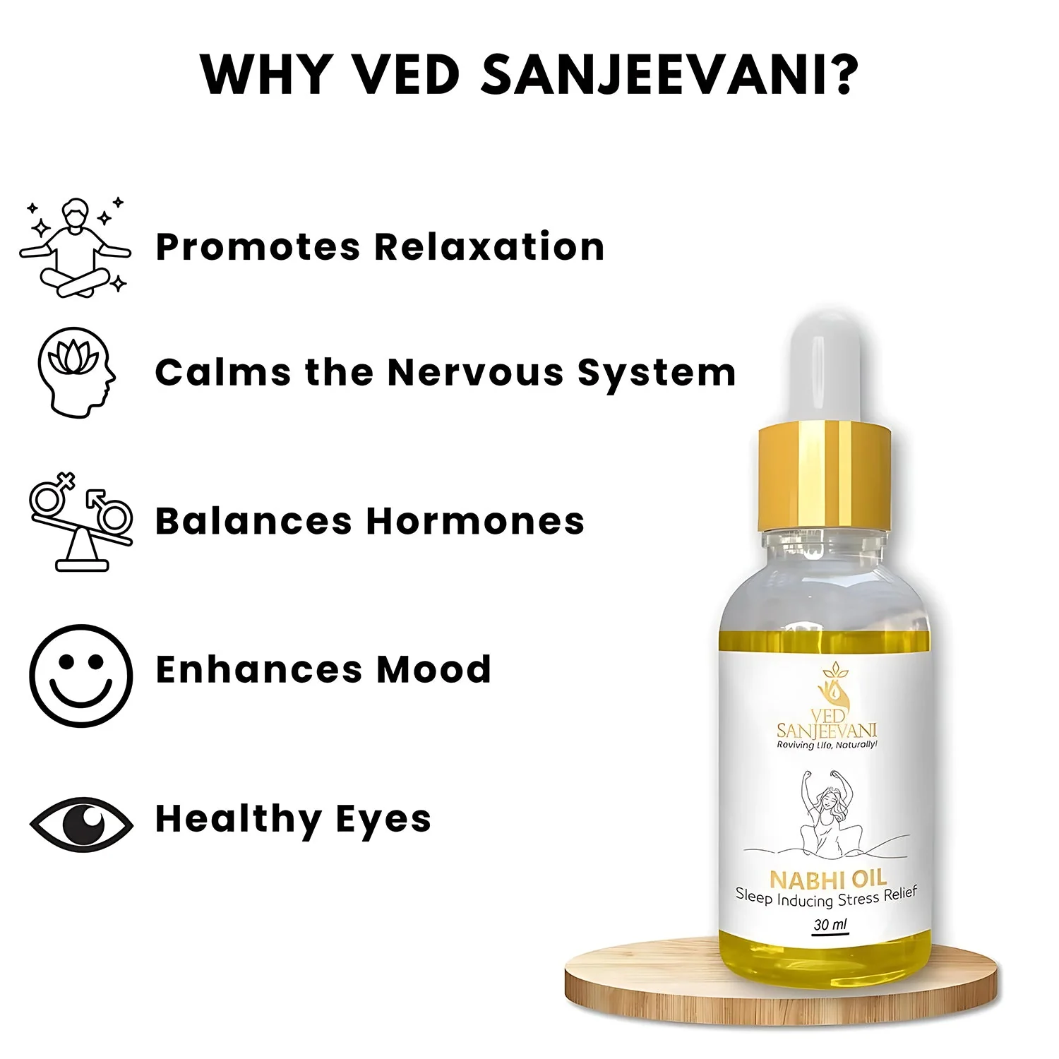 Ved Sanjeevani Nabhi Oil Sleep Inducing Stress Relief (30ML / 1 Pc) - Image 3