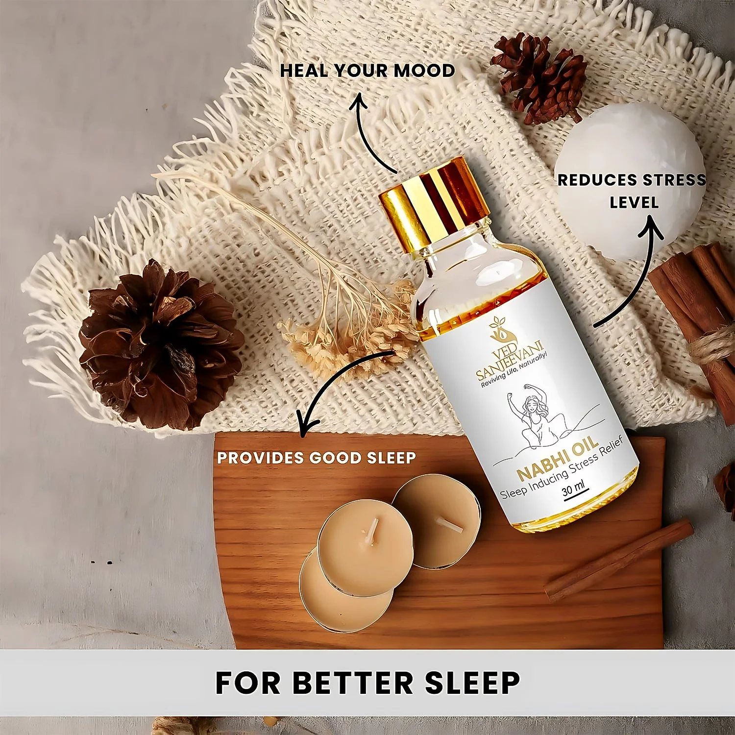 Ved Sanjeevani Nabhi Oil Sleep Inducing Stress Relief (30ML / 1 Pc) - Image 7