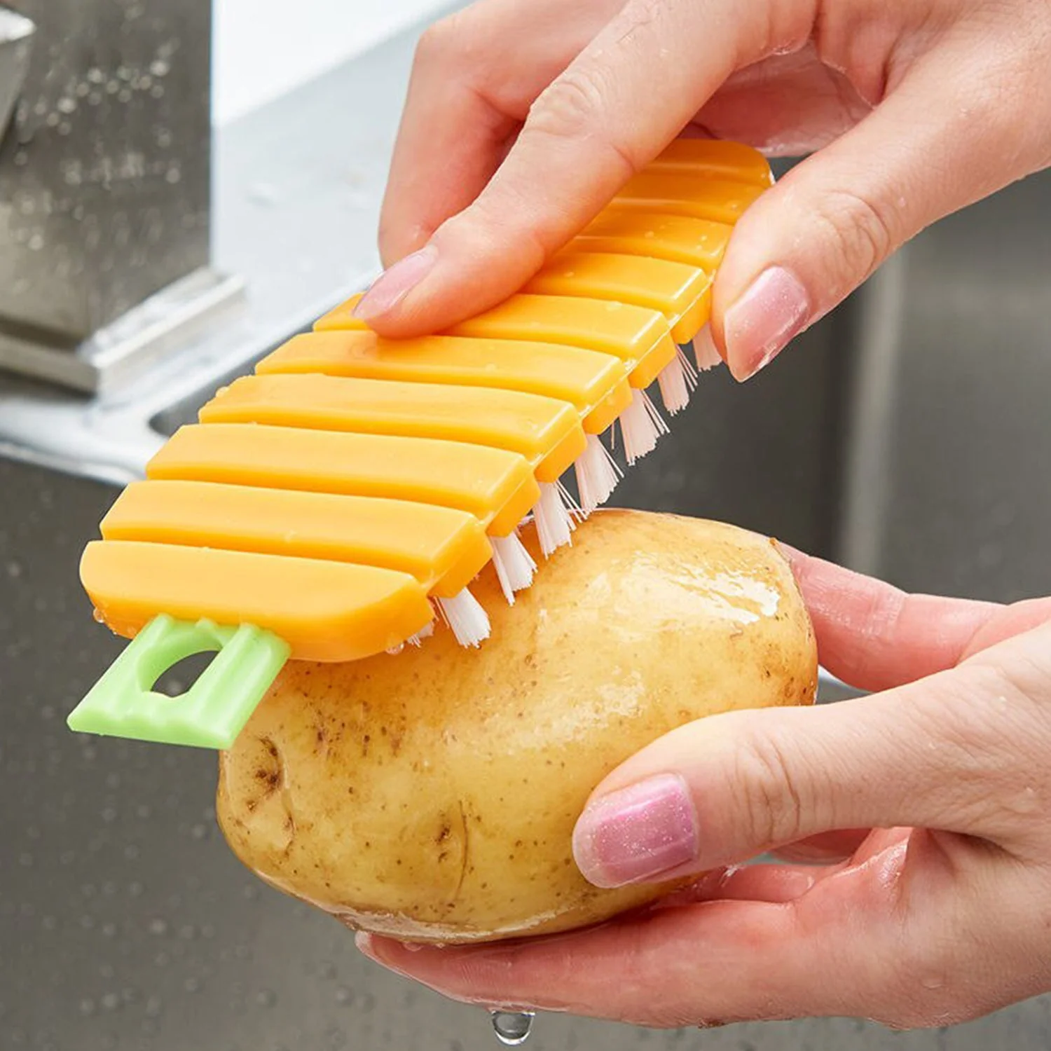 Carrot-Shaped Non-Toxic Vegetable Scrubbing Brush for Fruits & Veggies - Image 11