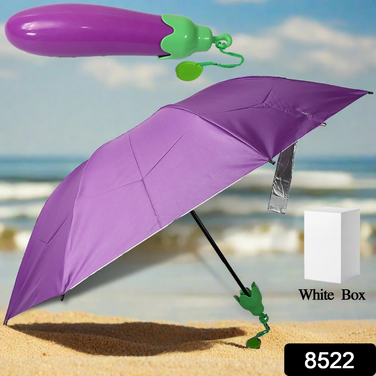 Vegetable shaped Folding Umbrella, Plastic Case Creative Fashion Folding Mini Sun Shade Rain Umbrella, Unique Umbrella, Sun & UV Protection, Cute Design (1 Pc) - Image 2