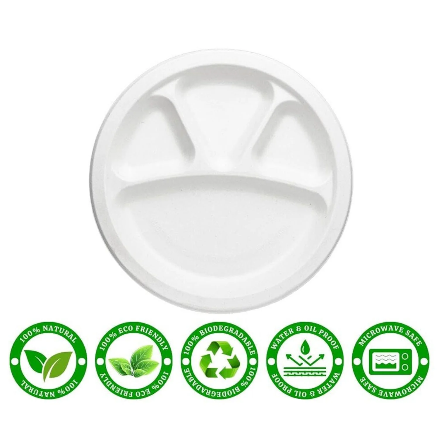 Vegnar 4 Compartment Disposable Food Serving Plate Set (10 Pc) - Image 8