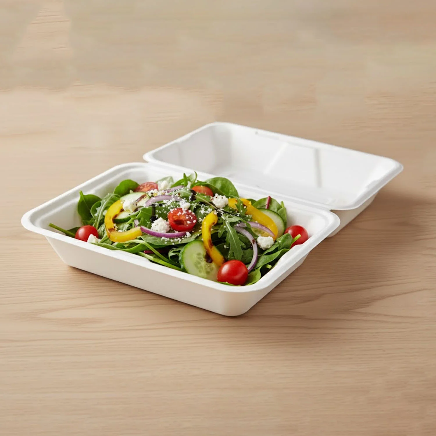 Vegnar Premium Bagasse Clamshell Food Box (10 Pc, 9x6 Inch) - Image 3