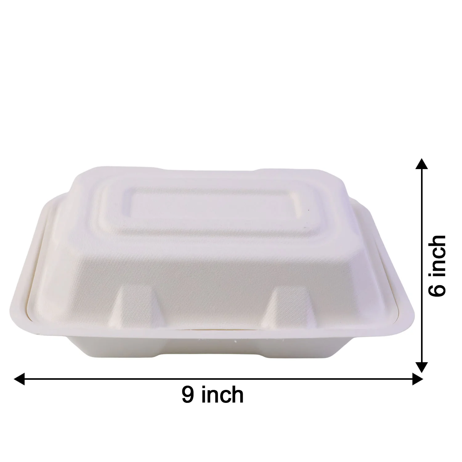 Vegnar Premium Bagasse Clamshell Food Box (10 Pc, 9x6 Inch) - Image 6