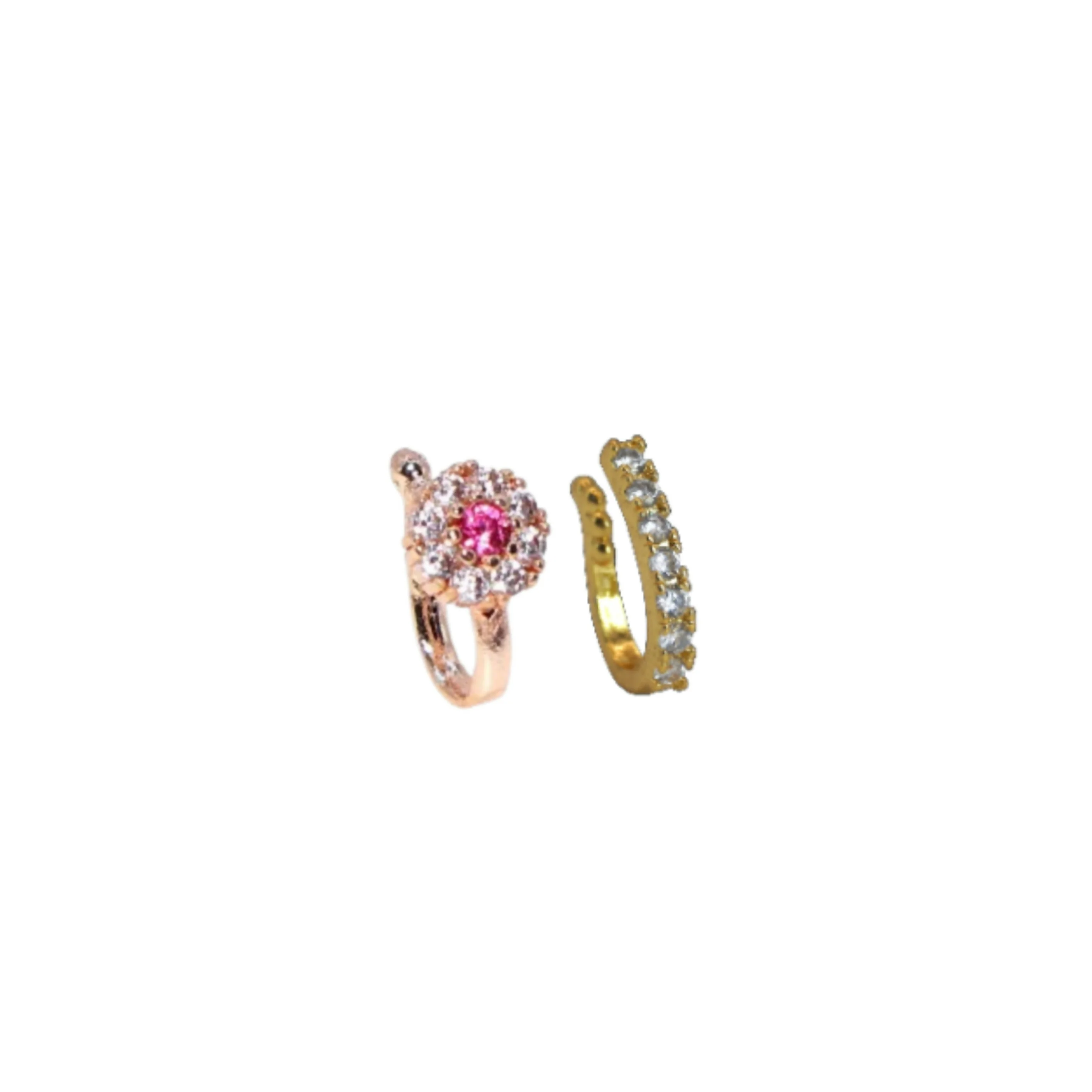Versatile 2 Pcs Non-Piercing CZ Stone Nose Clip Set - Image 2