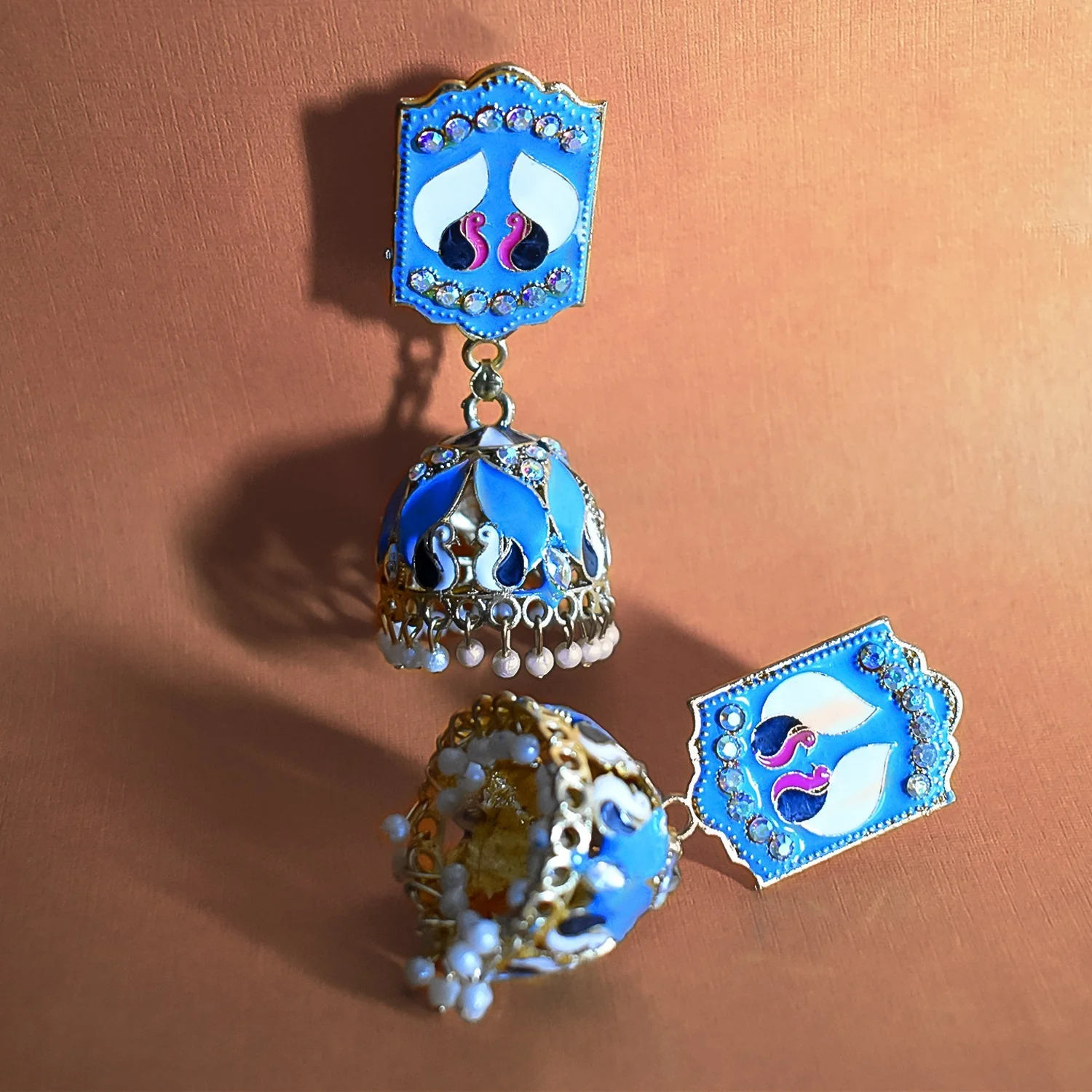 Vibrant Blue Jumka Earrings