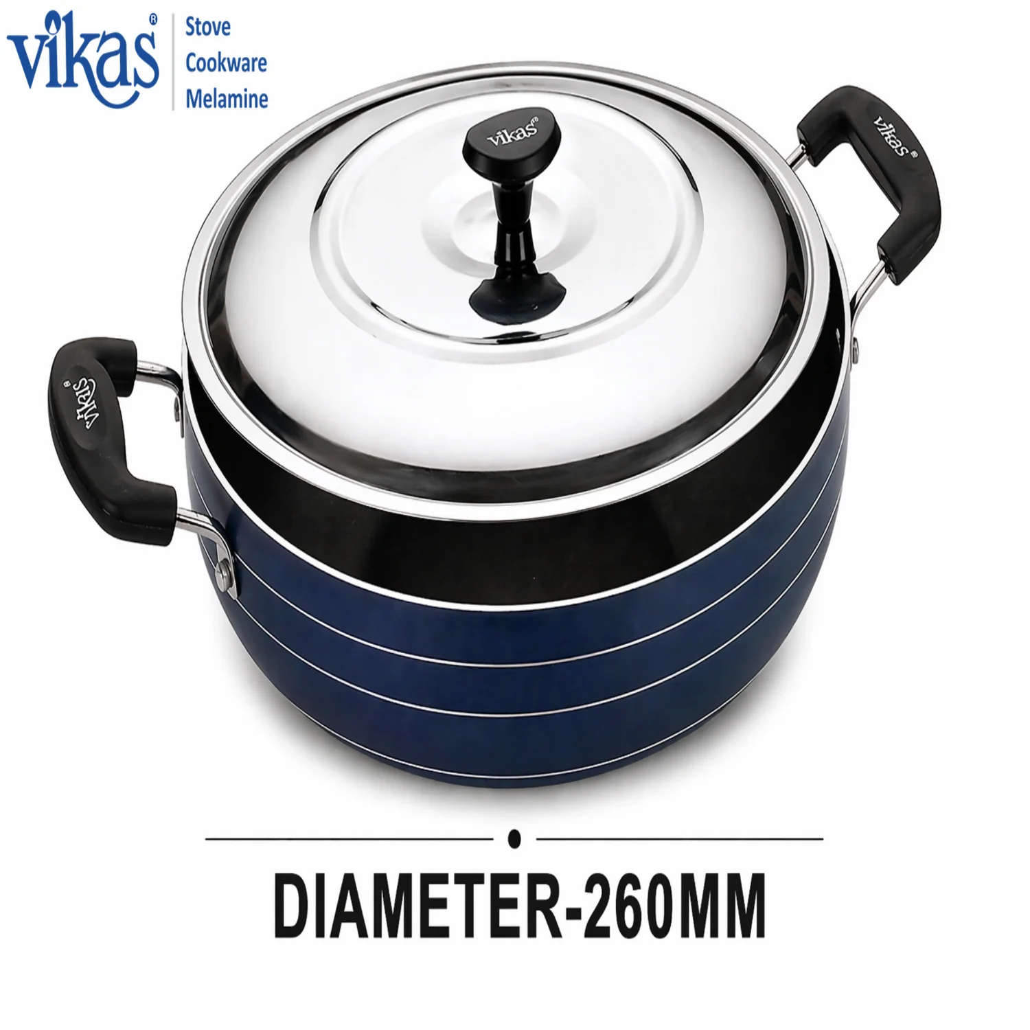 Vikas Deep Kadai with Steel Lid Thick Non Stick Greblon Coating Cookware - Image 6