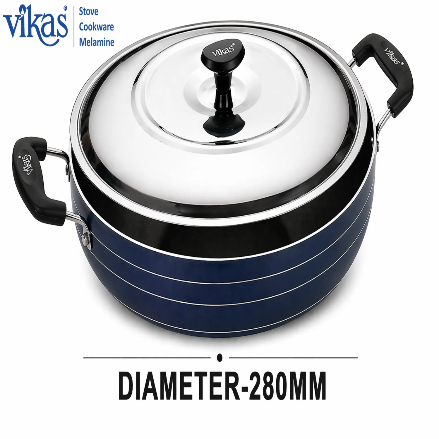 Vikas Deep Kadai with Steel Lid Thick Non Stick Greblon Coating Cookware - Image 7