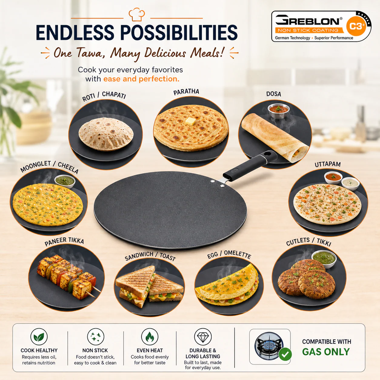 Vikas Flat Griddle 5MM Thick for Even Cooking & Versatile Use - Image 3