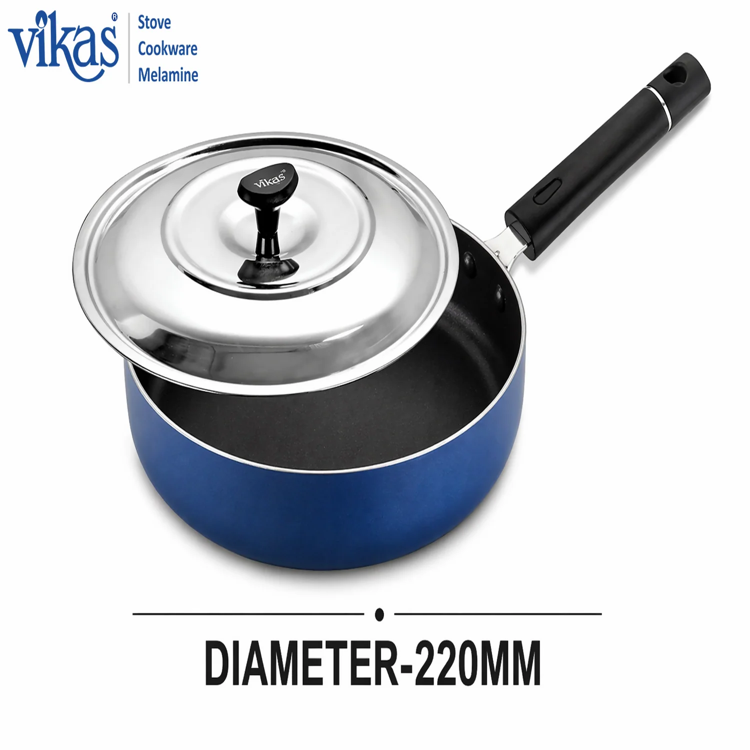 Vikas Fry Pan with Steel Lid Thick Non Stick Cookware Pan with Handle - Image 4