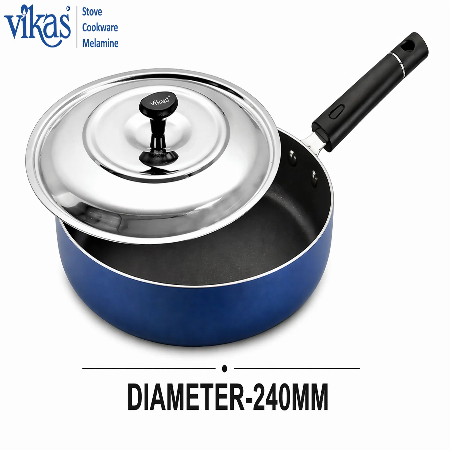 Vikas Fry Pan with Steel Lid Thick Non Stick Cookware Pan with Handle - Image 5
