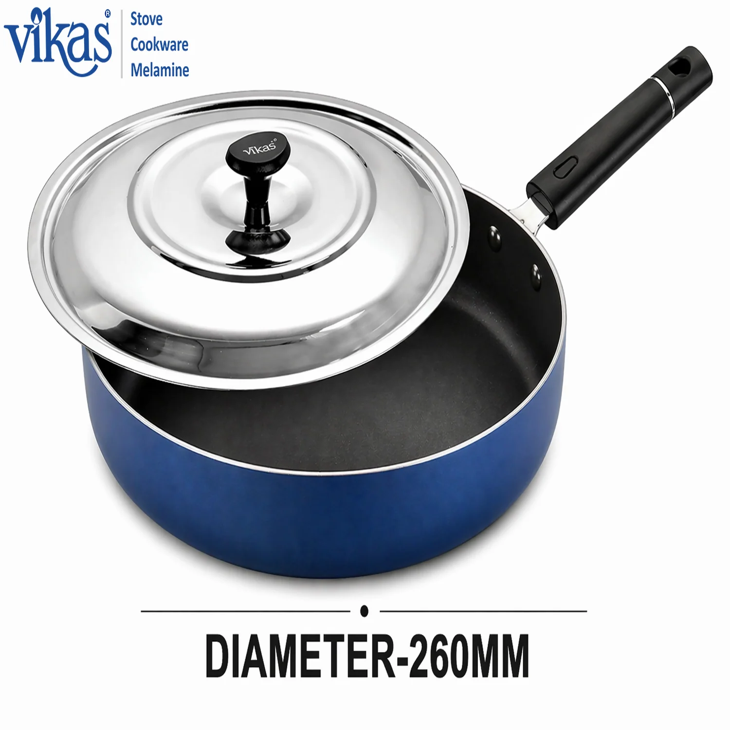 Vikas Fry Pan with Steel Lid Thick Non Stick Cookware Pan with Handle - Image 6