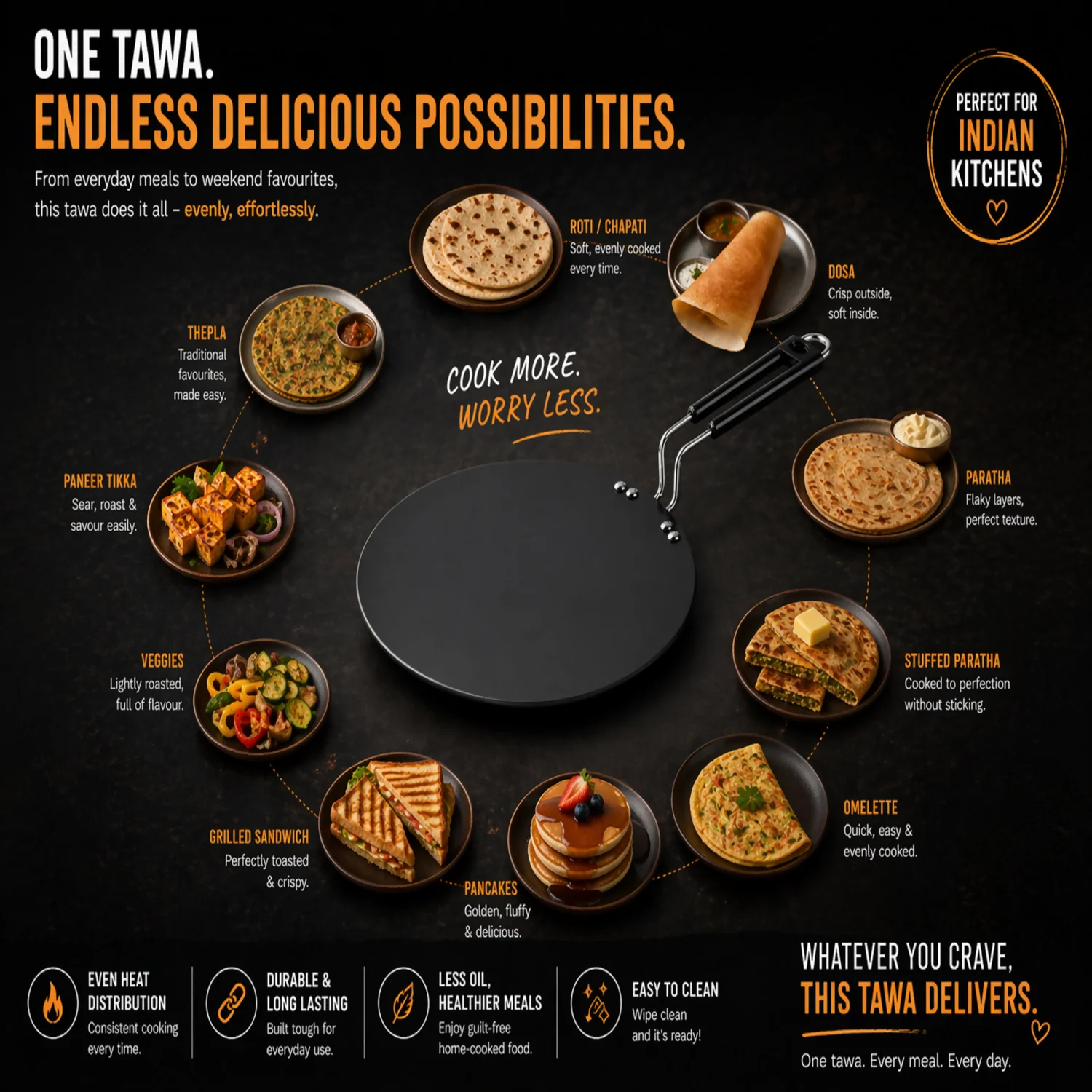 Vikas Hard Anodized Roti Tawa Heavy Duty Flat Tawa for Daily Cooking - Image 4