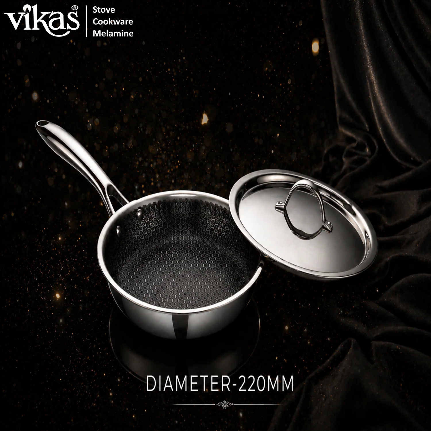 Vikas Honeycomb Frypan with Stainless Steel Lid Heavy Duty Cooking Frypan - Image 2