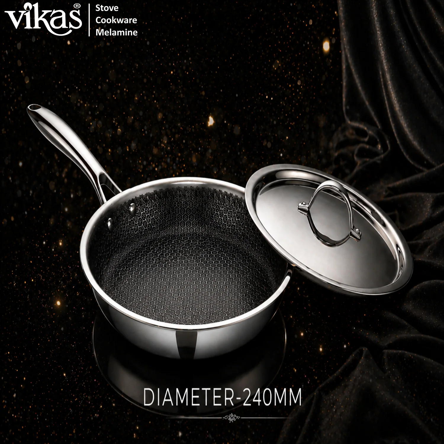 Vikas Honeycomb Frypan with Stainless Steel Lid Heavy Duty Cooking Frypan - Image 3
