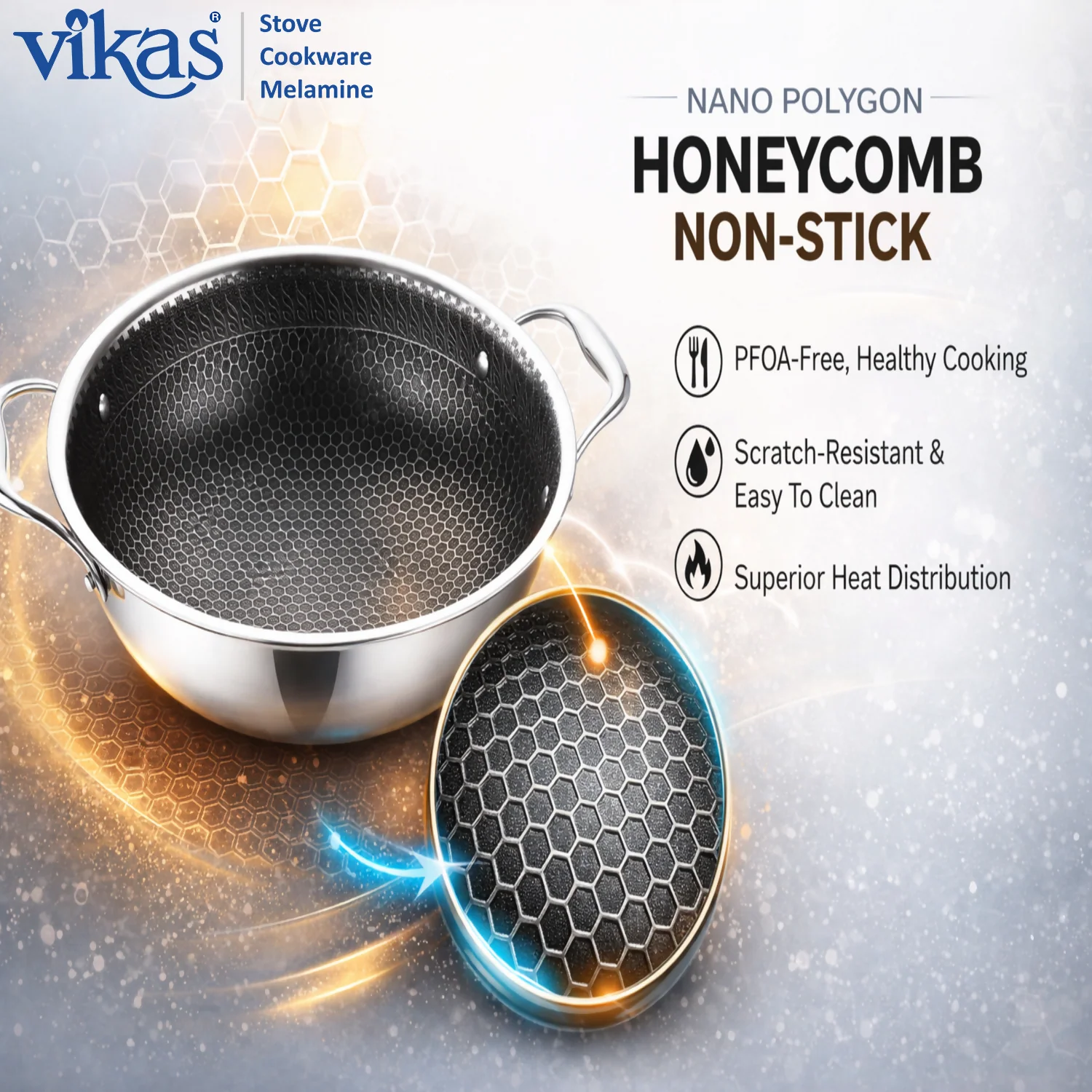 Vikas Honeycomb Kadai with Lid Heavy Duty Cooking Kadai - Image 6