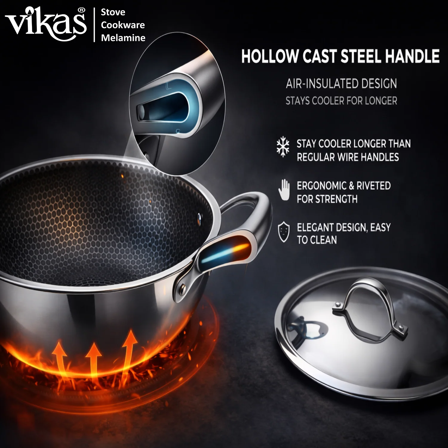 Vikas Honeycomb Kadai with Lid Heavy Duty Cooking Kadai - Image 7