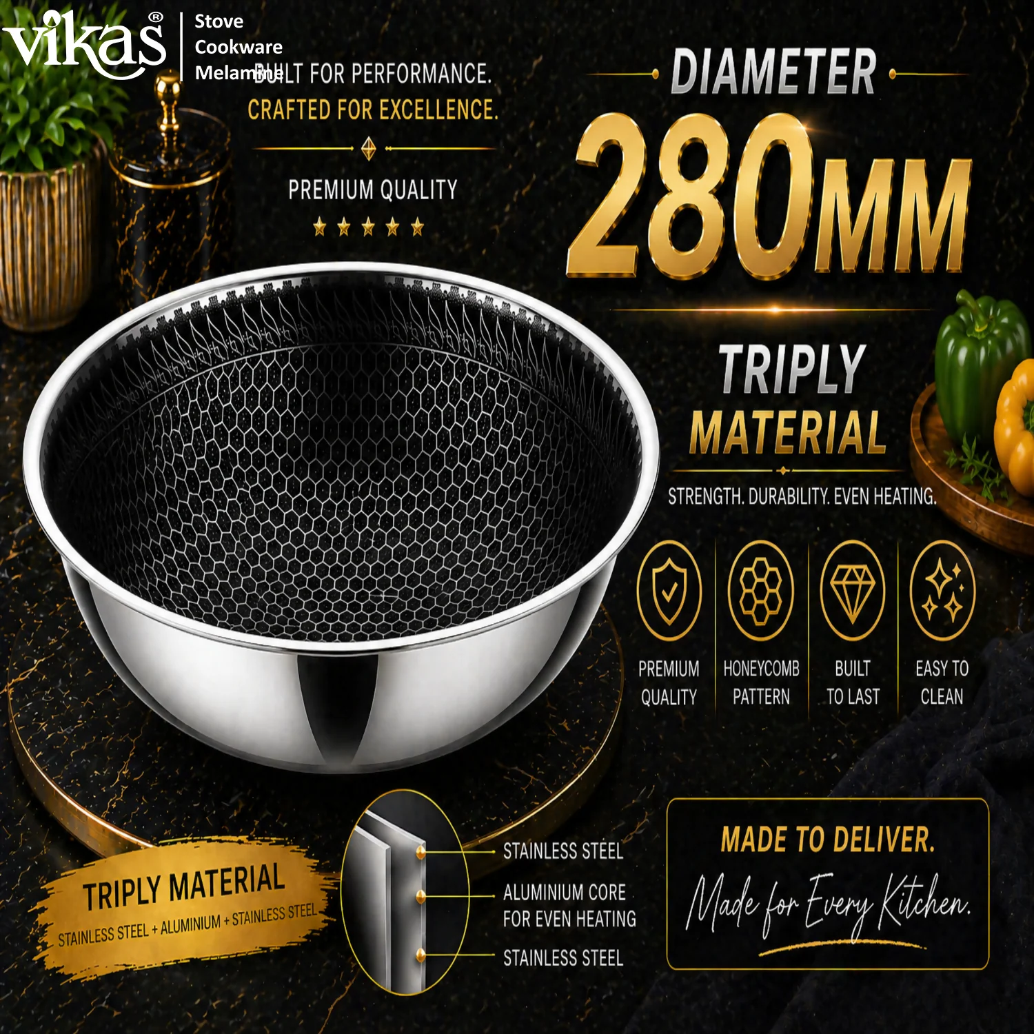 VIKAS Honeycomb Tasla with - Premium Cookware for Every Kitchen - Image 6