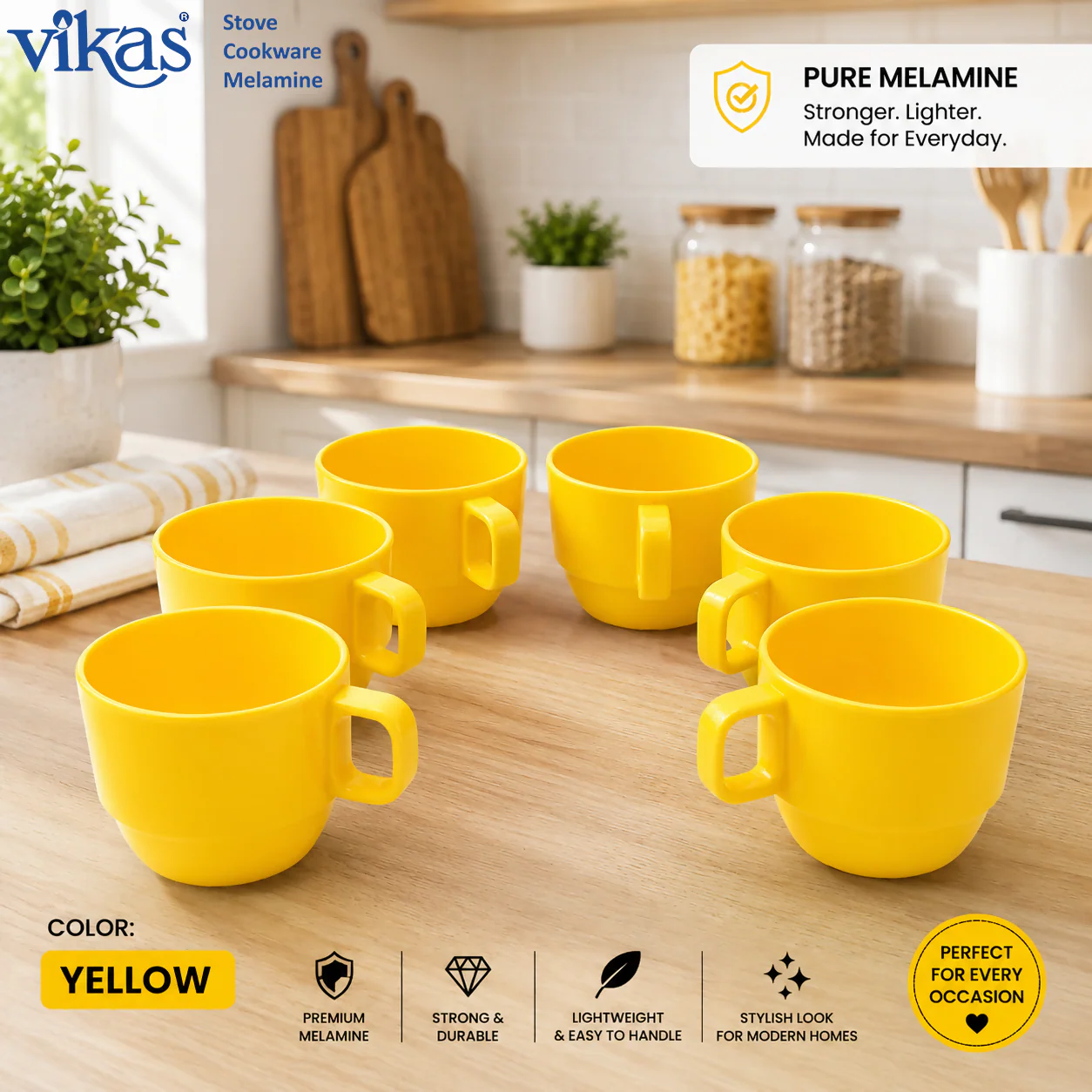VIKAS MELAMINE TEA CUP SET OF 6 PIECES - Image 3