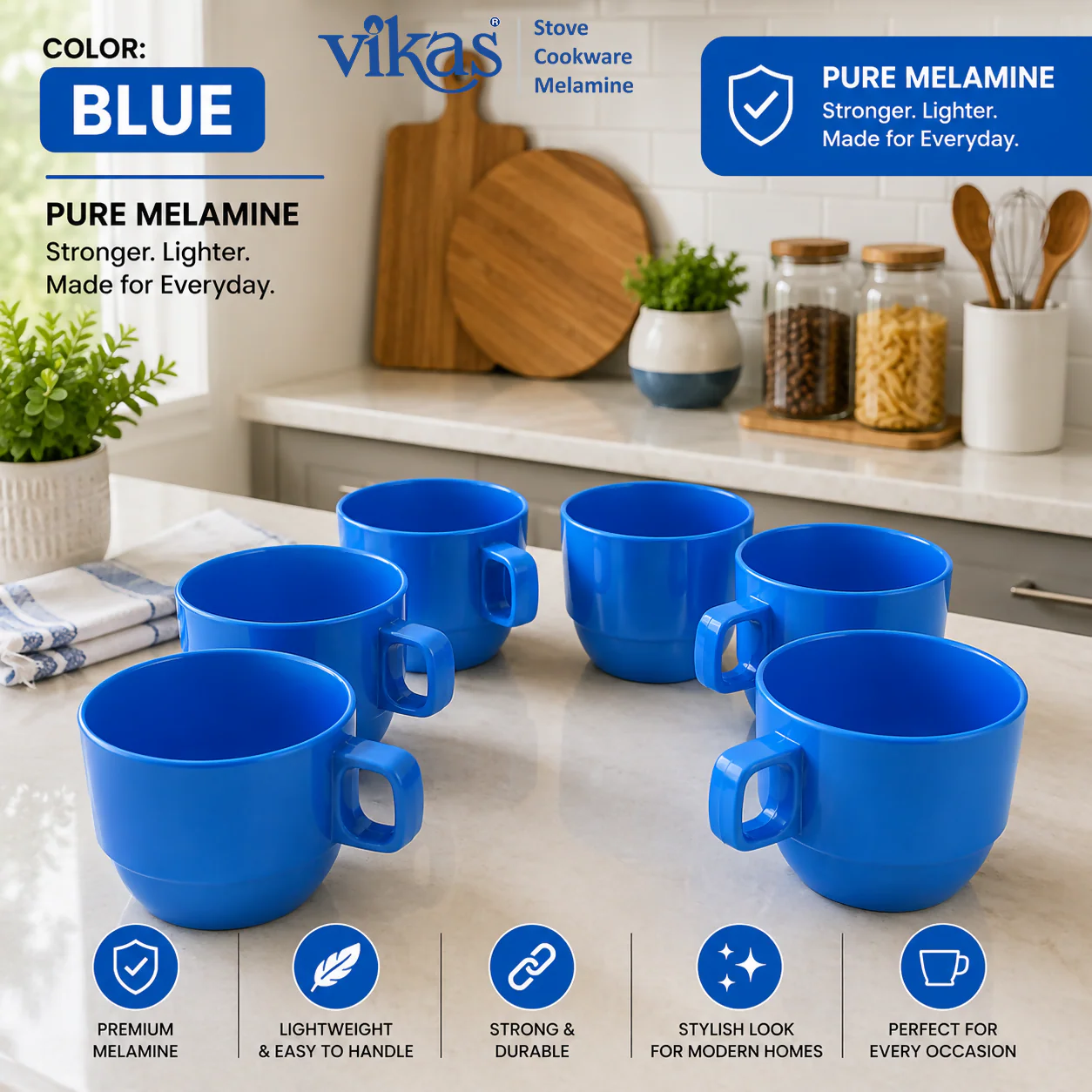 VIKAS MELAMINE TEA CUP SET OF 6 PIECES - Image 4