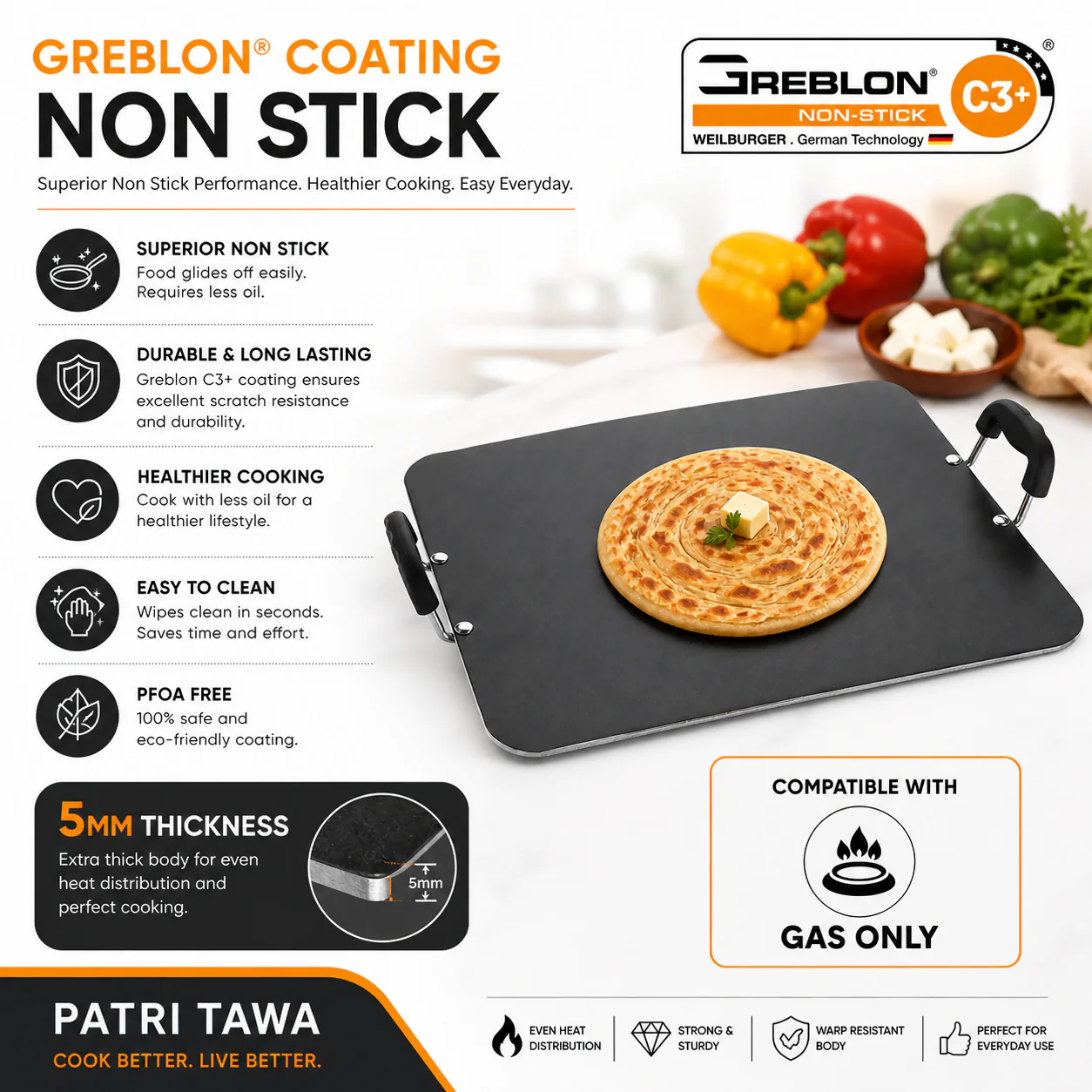 Vikas Patri Tawa Perfect for Cooking Roti, Paratha, Dosa & More (5Mm Thick) - Image 2