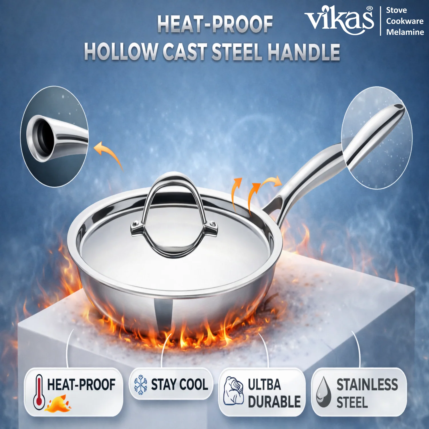Vikas Triply Frypan with Lid Heavy Duty Cooking Frypan - Image 6