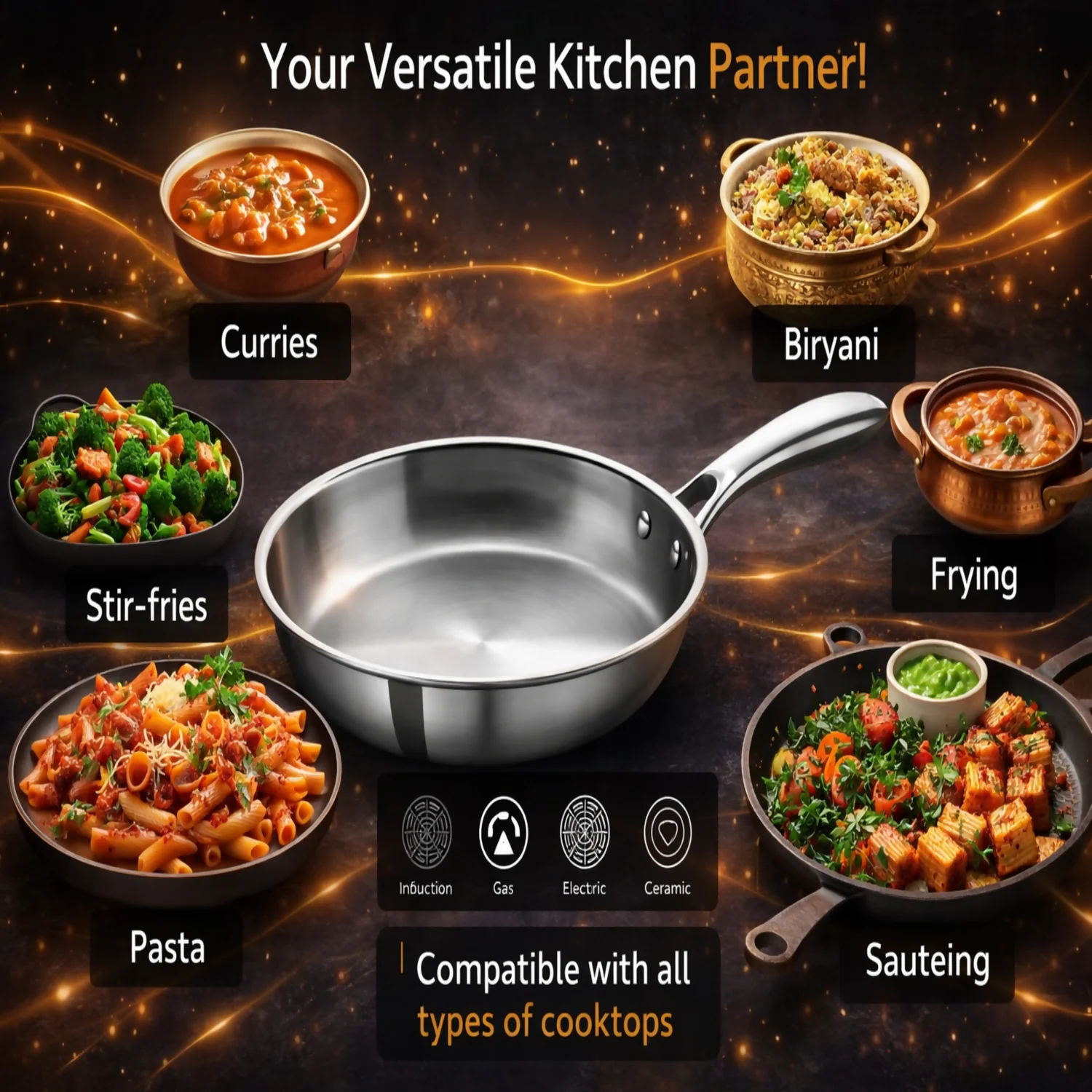 Vikas Triply Frypan with Lid Heavy Duty Cooking Frypan - Image 7