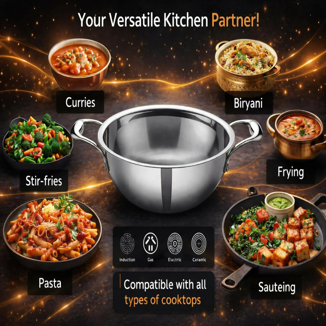 Vikas Triply Kadai with Lid Heavy Duty Cooking Kadai - Image 11