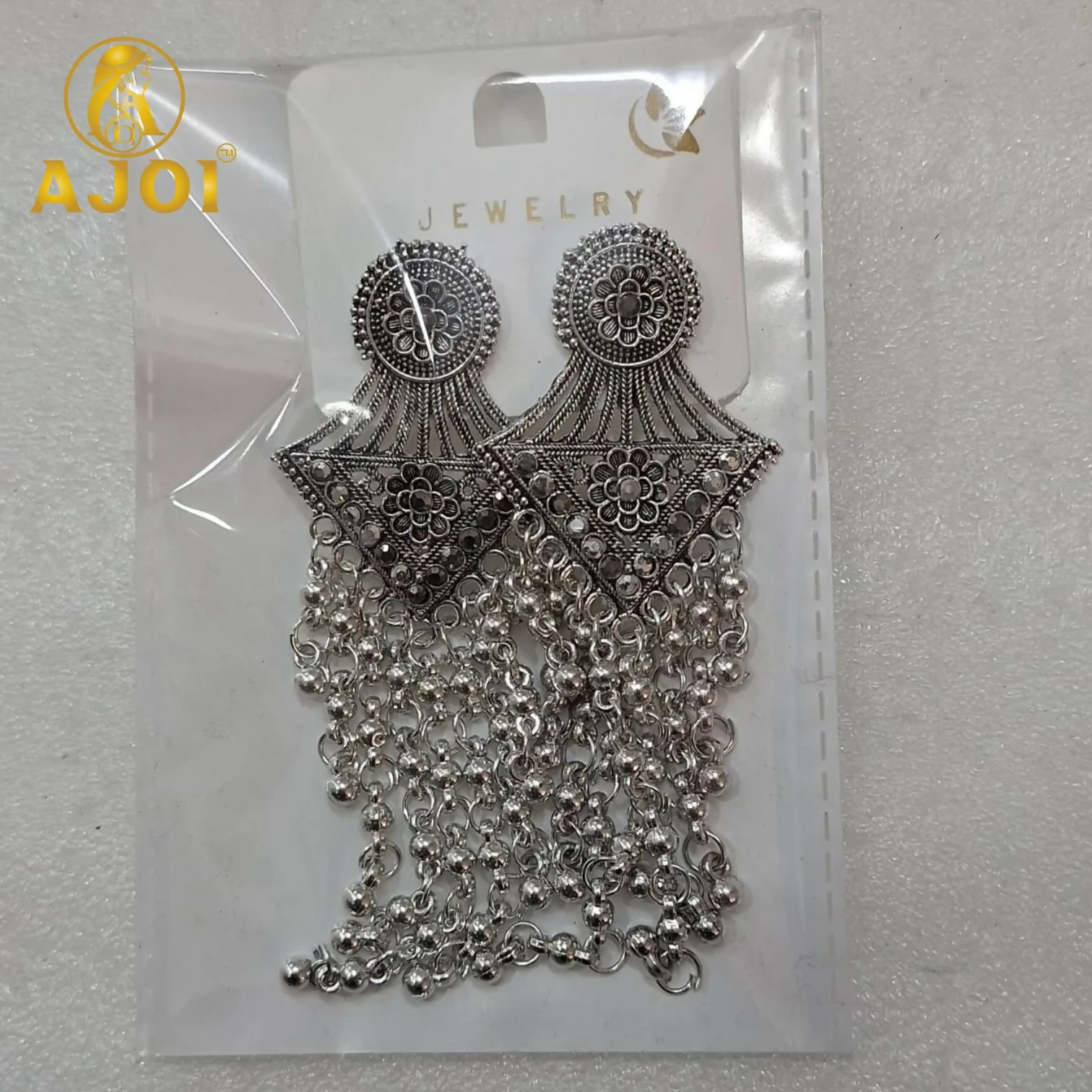 Vintage Floral Silver Earrings - Image 4