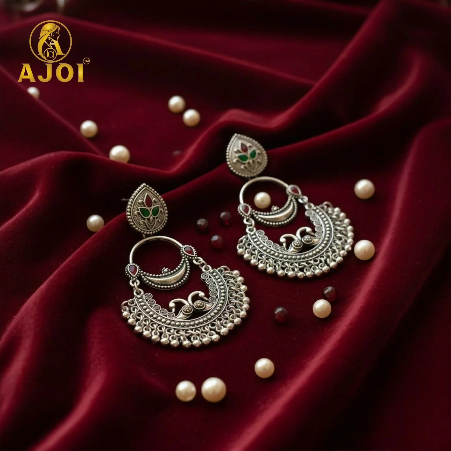 Vintage Peacock Inspired Oxidised Silver Earrings for Woman And Girls. - Image 4
