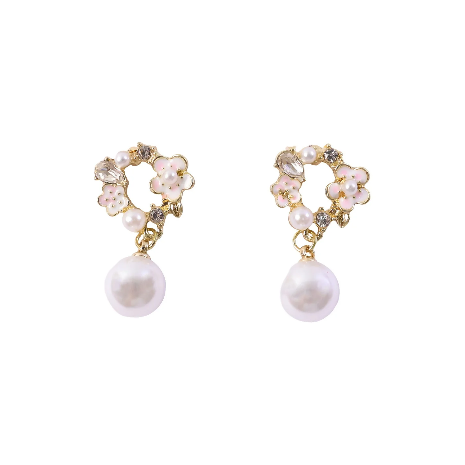 Vintage Rose Pearl Stud Earrings for Women – Elegant Gold Floral Design - Image 5