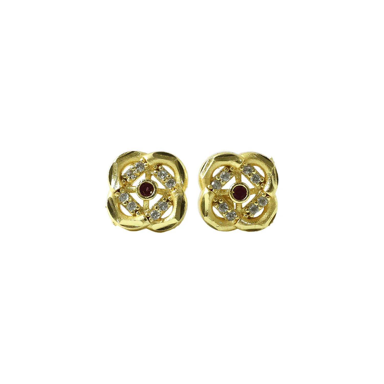 Vintage Style Floral Gold Stud Earrings with Detailed Pattern - Image 5
