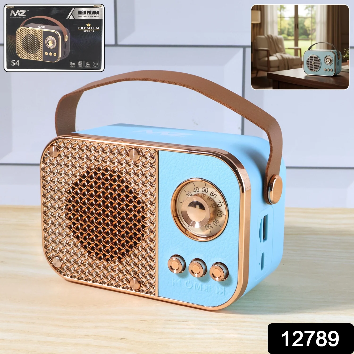 Vintage Style Wireless Portable Speaker with Retro Radio (1 Pc) - Image 2