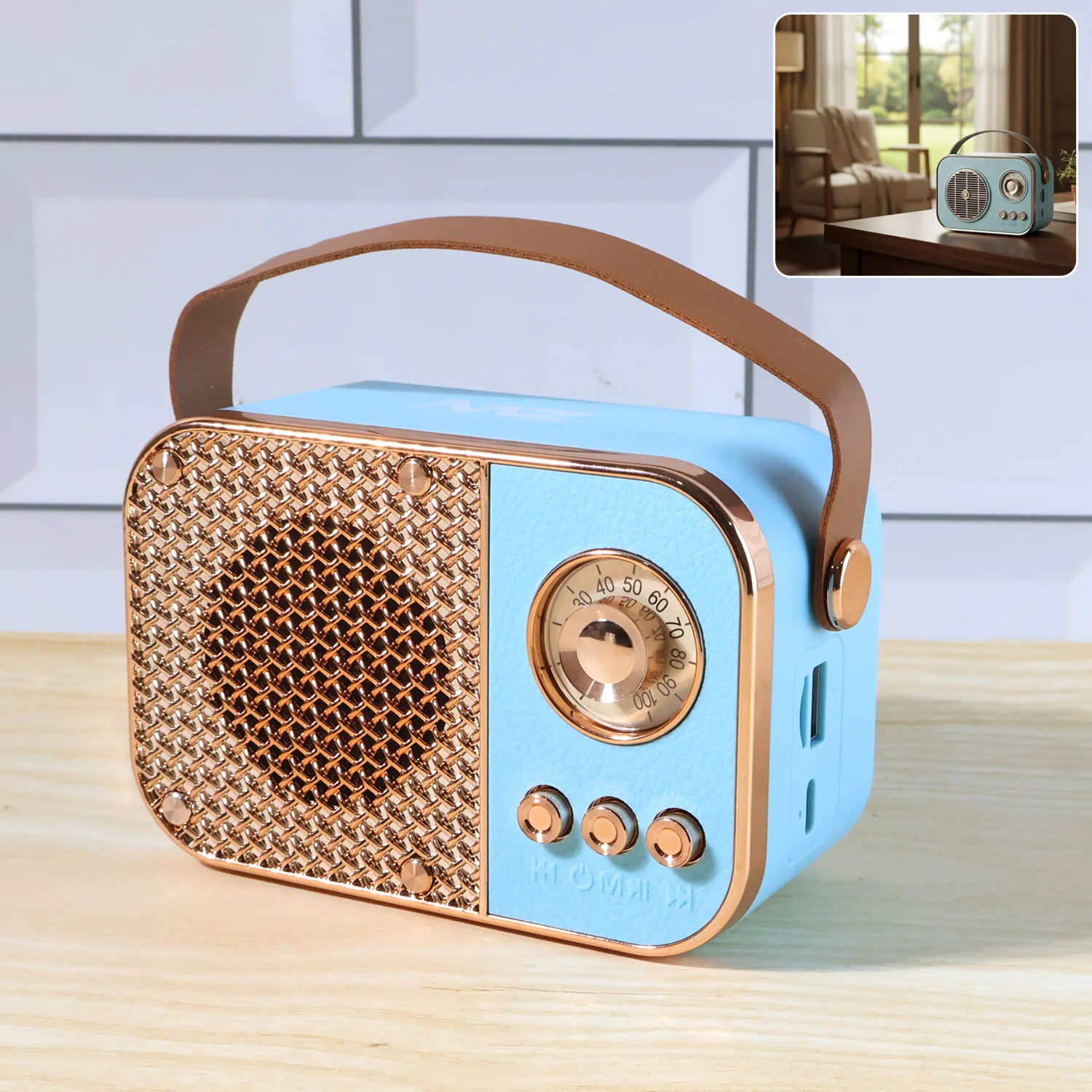 Vintage Style Wireless Portable Speaker with Retro Radio (1 Pc) - Image 7