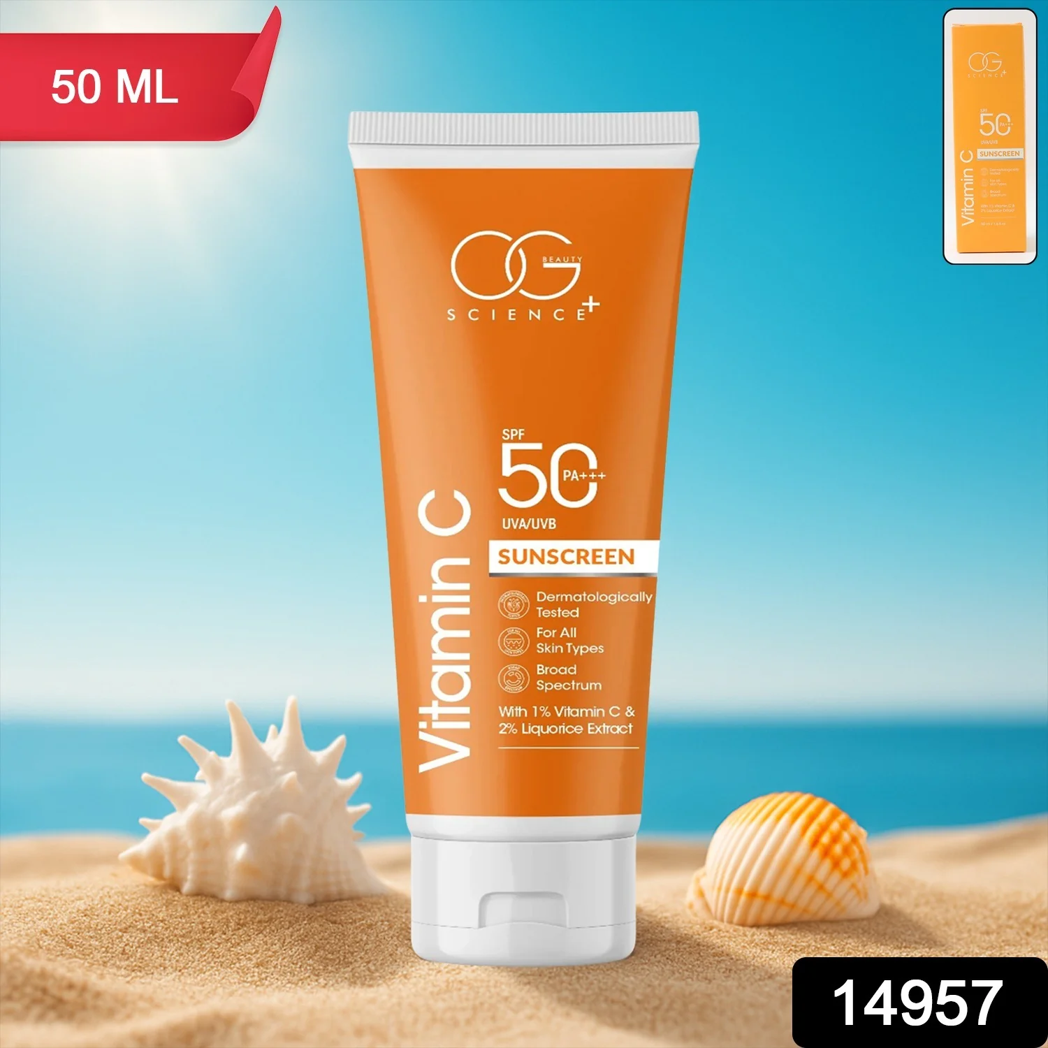 OG Beauty Vitamin C Sunscreen SPF 50 PA+++ - (1 Pc / 50Ml) - Image 2