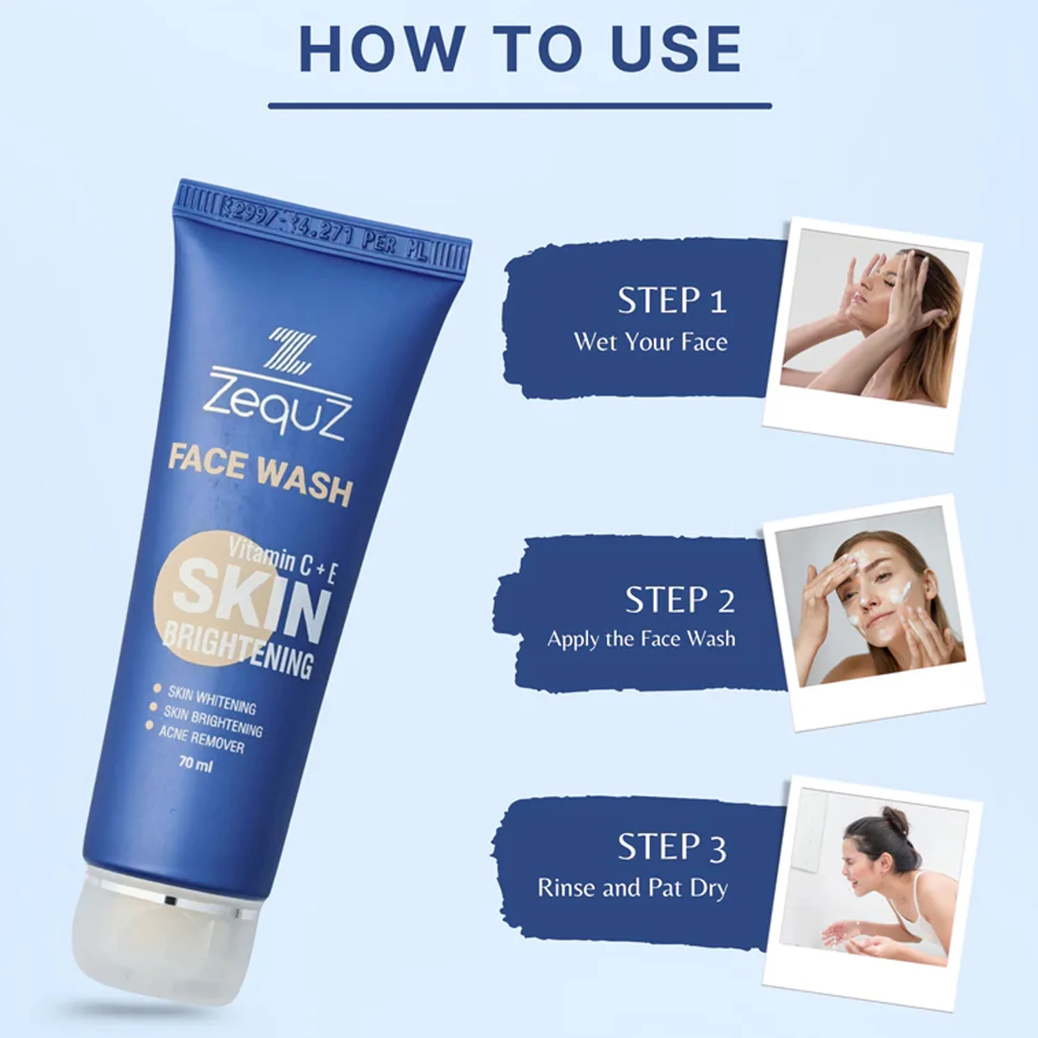 Zequz Vitamin C + E Brightening Face Wash - (1 Pc / 70 ML) - Image 6